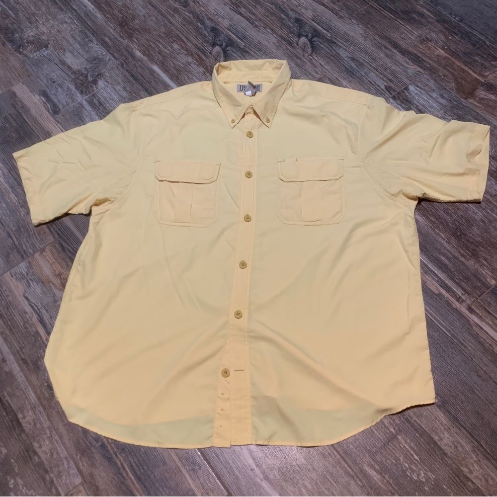 Duluth Trading Co Men’s Yellow Nylon Fishing Short Sleeve Shirt 2XL